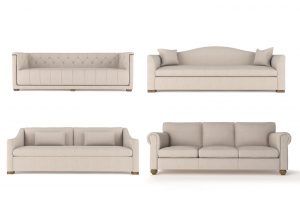 Digital rendering of a contemporary sofa with intricate details, showcasing our 3D furniture modeling expertise