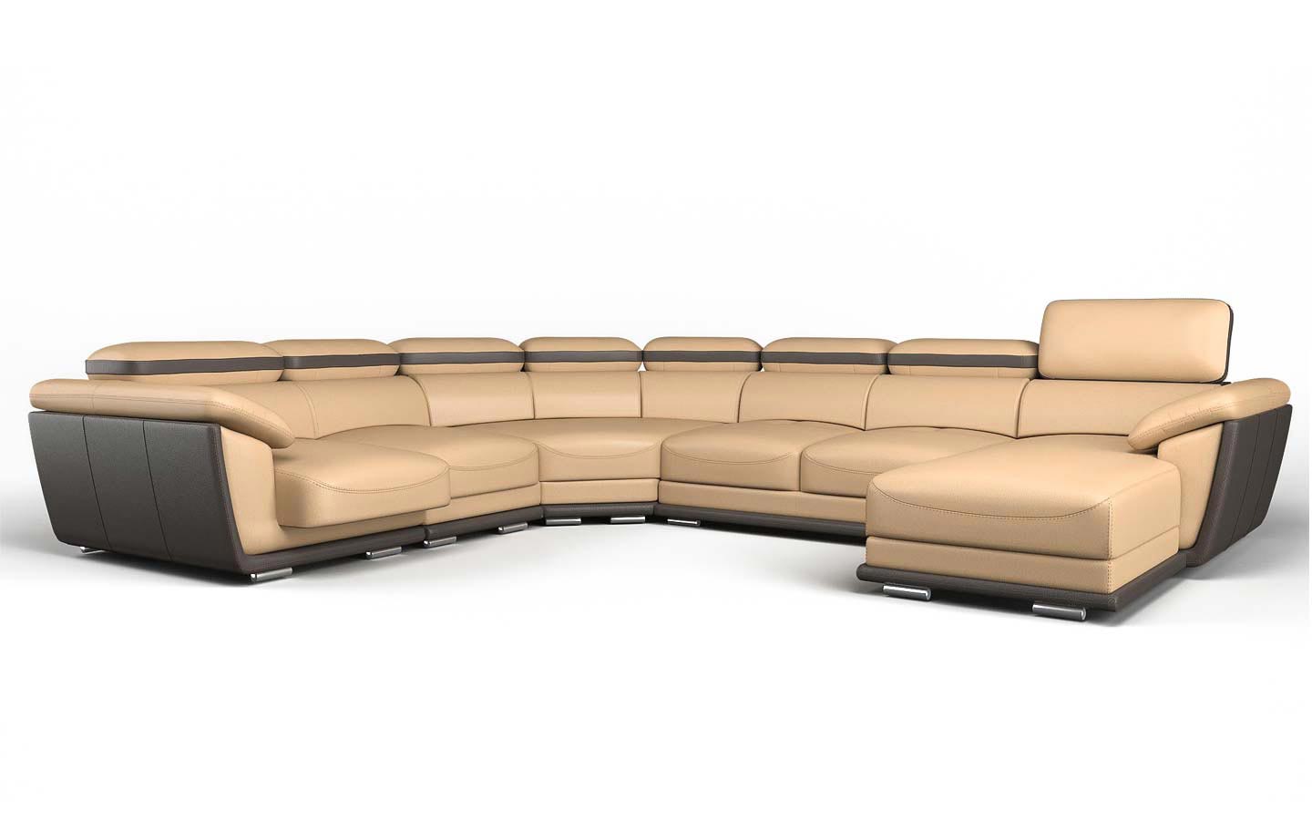 3D product rendering of luxury cream leather sofa