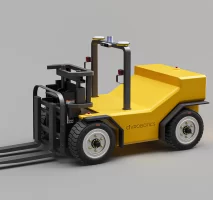 360-degree view of a forklift highlighting its performance, safety systems, and operator environment.