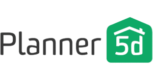 Planner 5D logo featuring the text “Planner” in black and a green house-shaped icon with “5d” inside, where the roof forms part of the house outline.