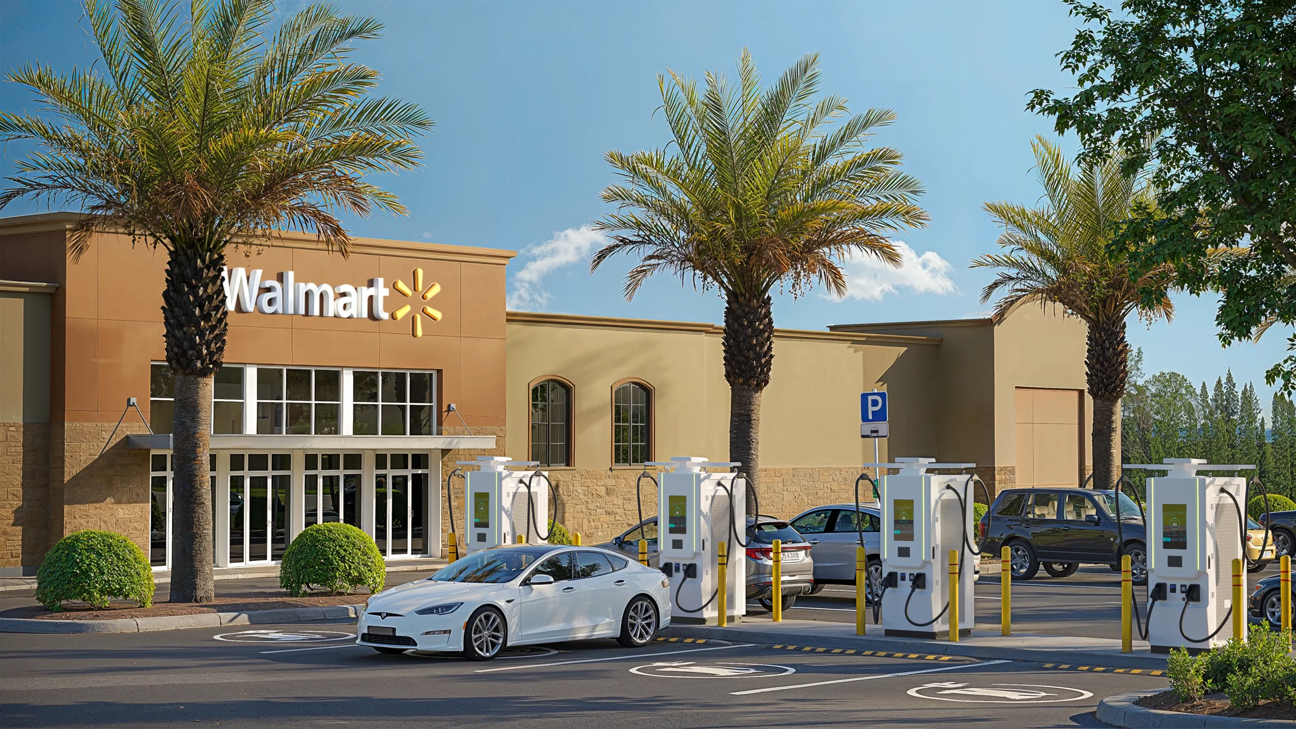 Blog 138 Walmart store with electric vehicle charging stations in the parking lot